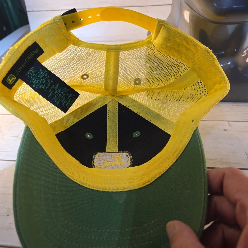 John Deere Toddler Trucker Hat Green Yellow Mesh Snapback Logo Cap One Size